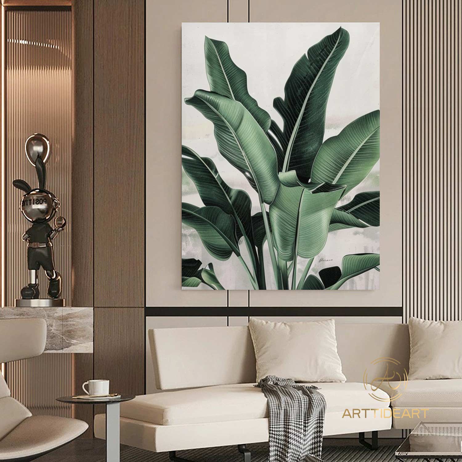 Original Abstract Banana Leaves Wall Art Painting Tropical Banana Leaf Painting Palm Painting Hand Painted Thick Texture Modern Wall Art