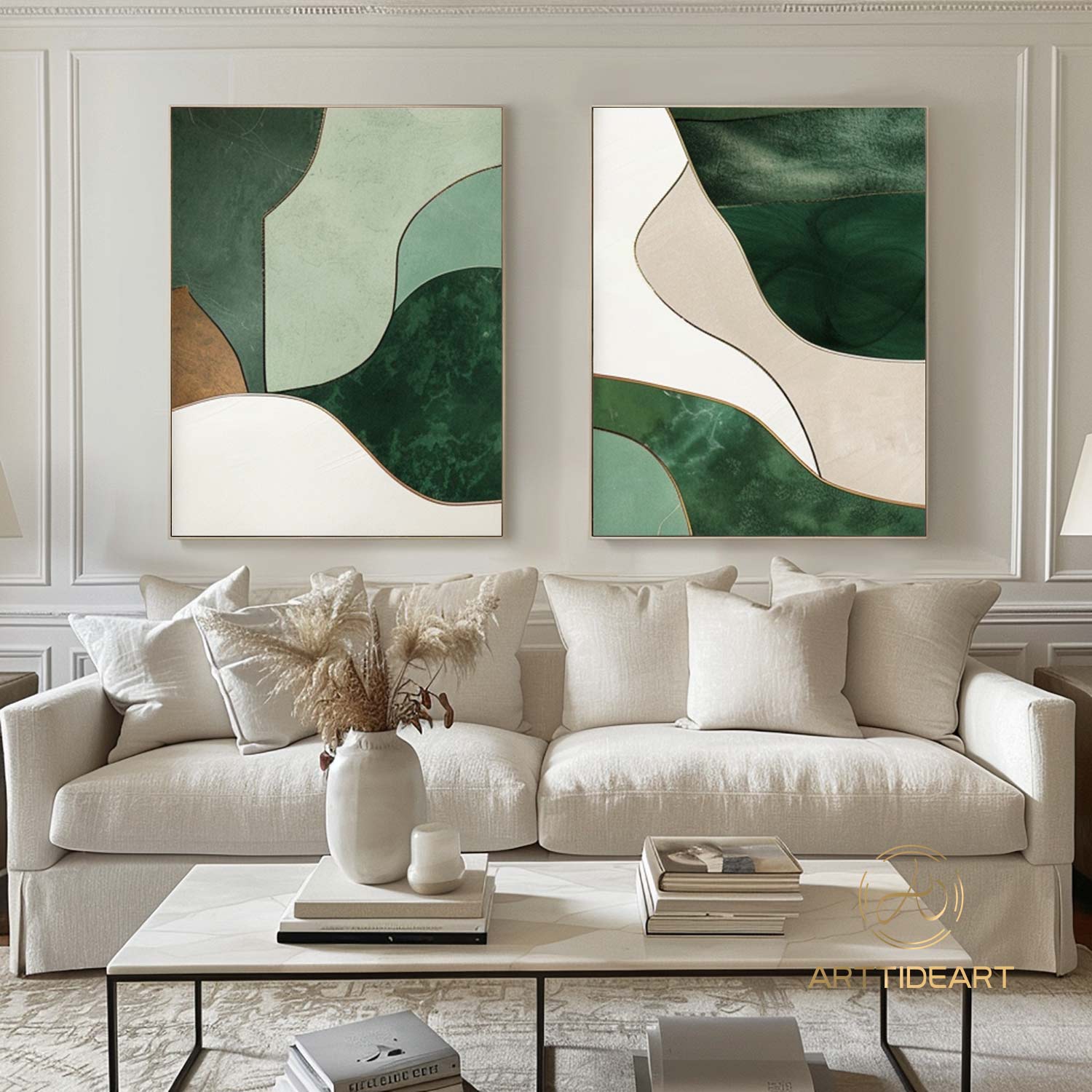 Pure Green Minimalist Art Living Room Set Of 2 Art Green Wall Decor The Art Behind The Sofa Advanced Green Wall Art Green Texture Art