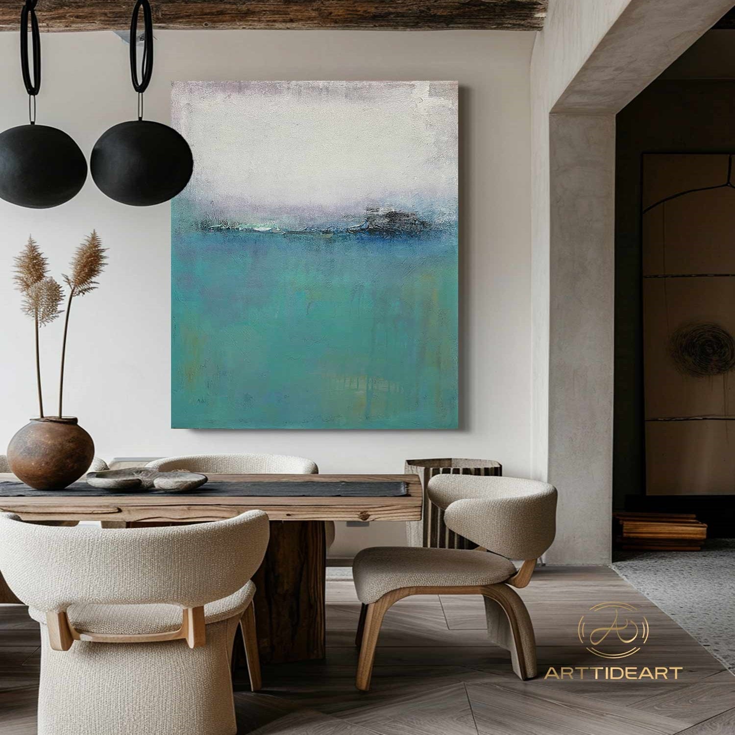 Original Abstract Painting Minimalist Abstract Painting Large Abstract Painting Blue Painting Green Painting Large Wall Canvas Painting