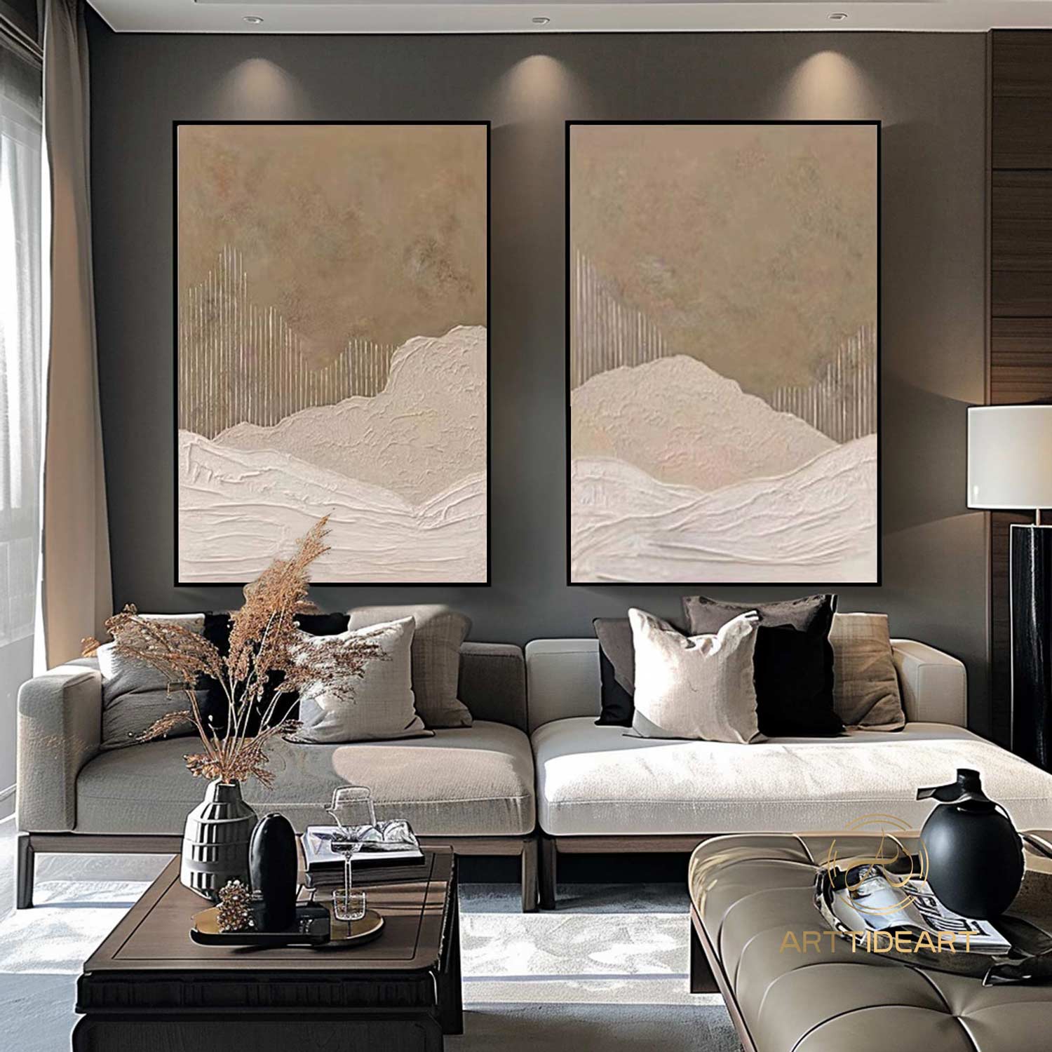 Set of 2 Wabi Sabi Wall Art brown wall art a pair brown painting plaster wall painting 3d texture wall art wabi sabi wall painting 2 piece