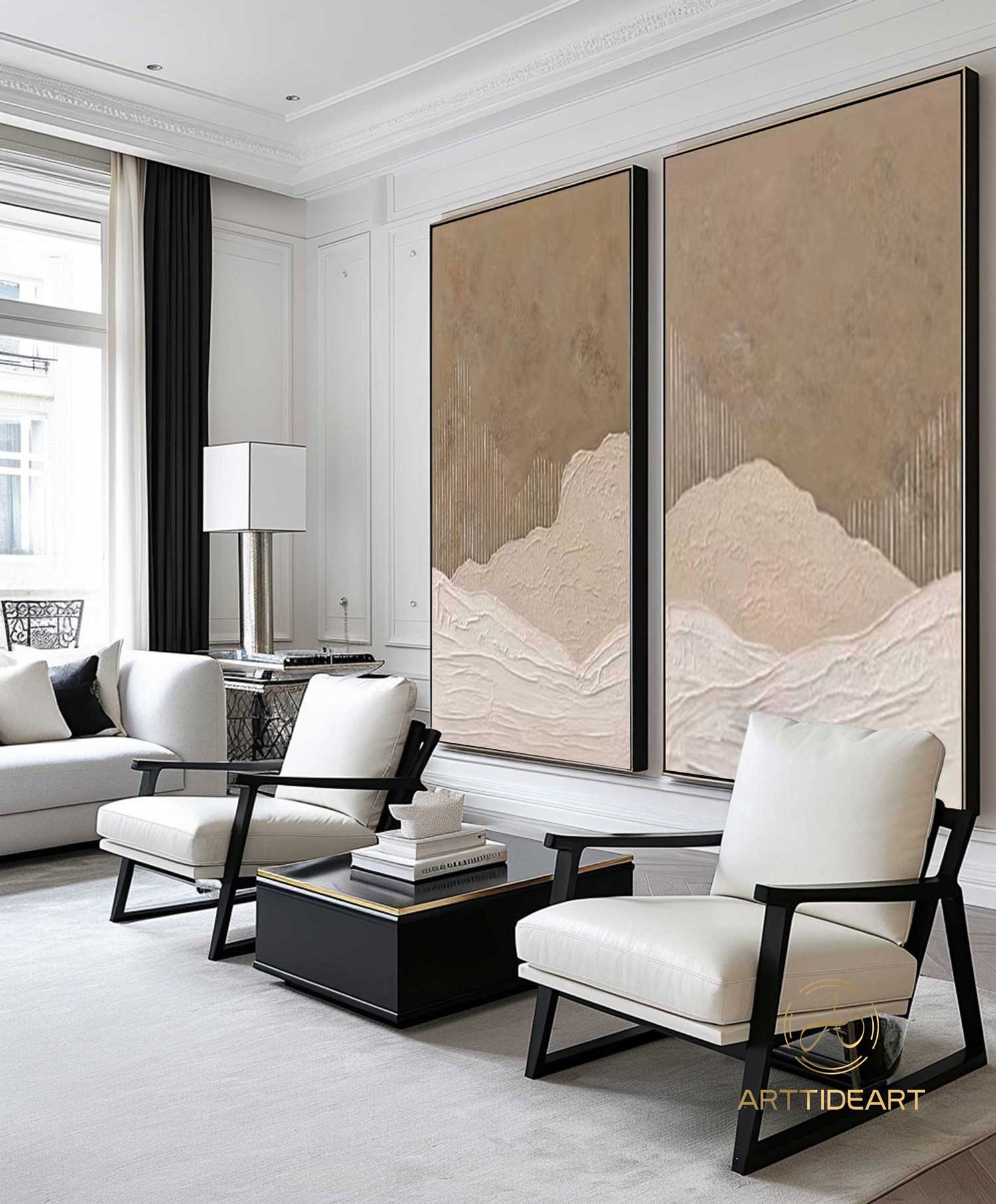 Set of 2 Wabi Sabi Wall Art brown wall art a pair brown painting plaster wall painting 3d texture wall art wabi sabi wall painting 2 piece