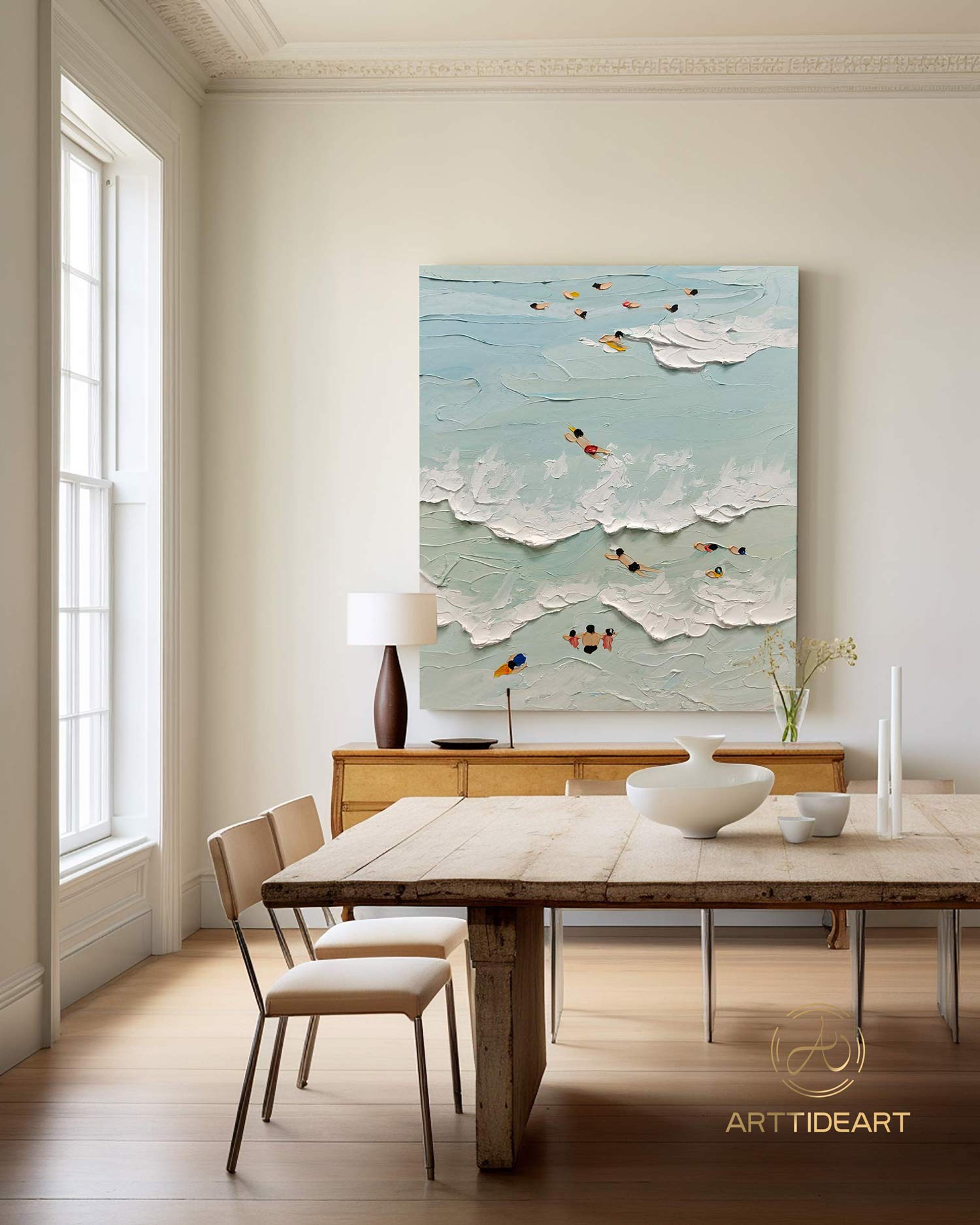 The Beach Joys Wall Art Hand Painted Extra Large Heavy Textured Painting Knife Palette Beach Painting Abstract Sea Wall Art Contemporary Art