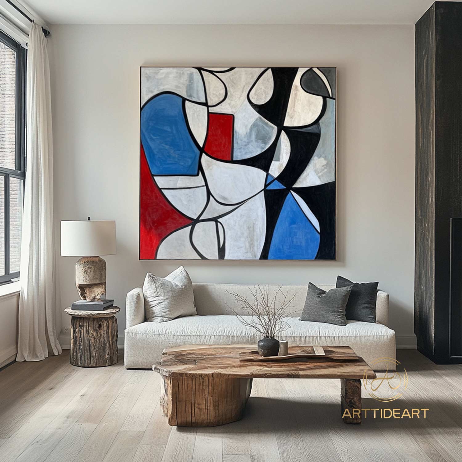 Large Abstract Colorful Painting,Abstract Colorful geometric Painting,Abstract Hand-painting Texture Colorful Wall Art Living Room Decor