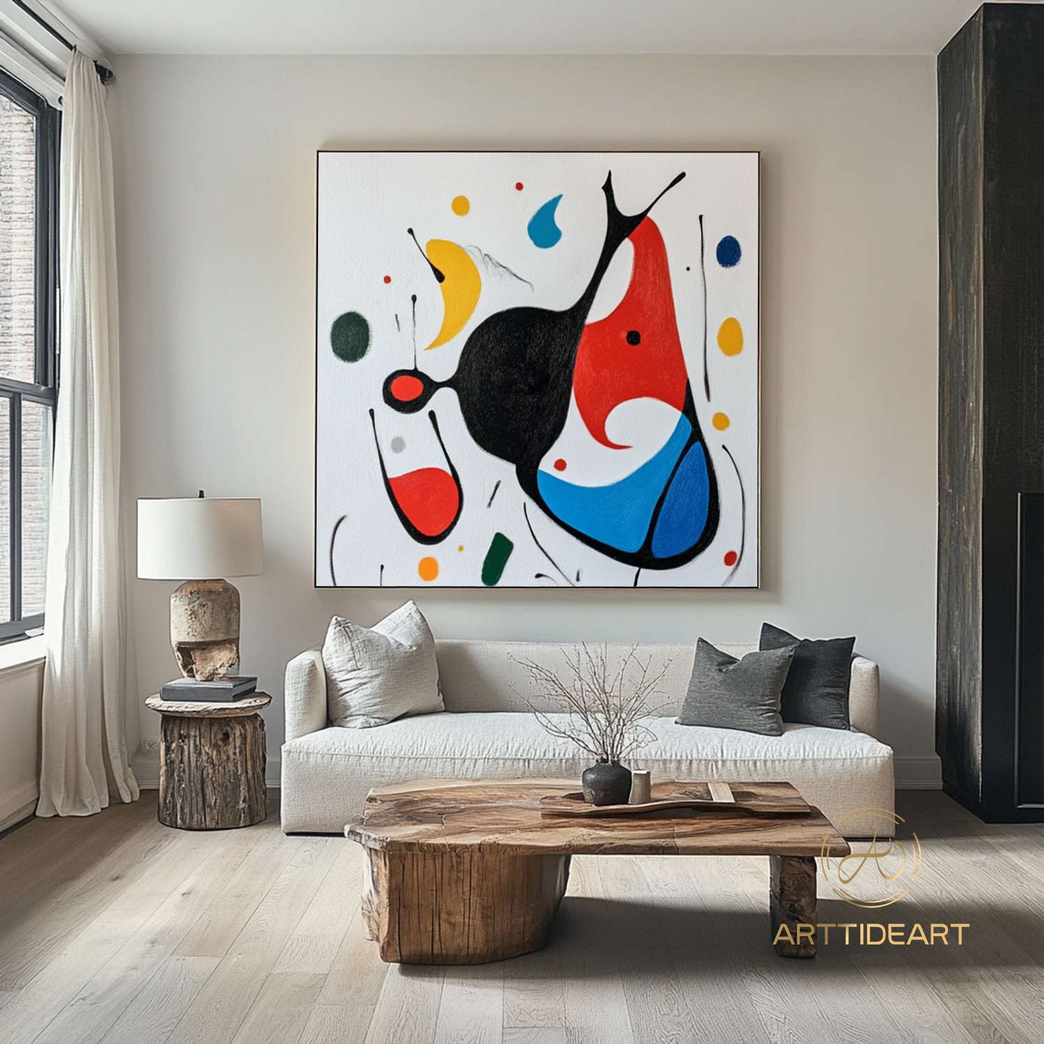 Large Abstract Colorful Painting,Abstract Colorful geometric Painting,Abstract Hand-painting Texture Colorful Wall Art Living Room Decor