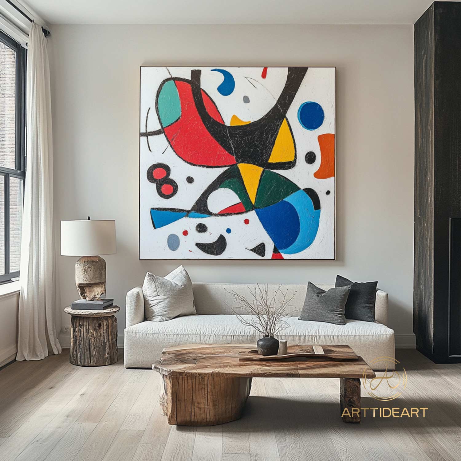 Large Abstract Colorful Painting,Abstract Colorful geometric Painting,Abstract Hand-painting Texture Colorful Wall Art Living Room Decor