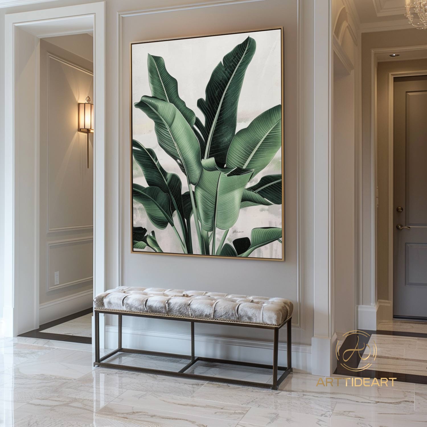 Original Abstract Banana Leaves Wall Art Painting Tropical Banana Leaf Painting Palm Painting Hand Painted Thick Texture Modern Wall Art
