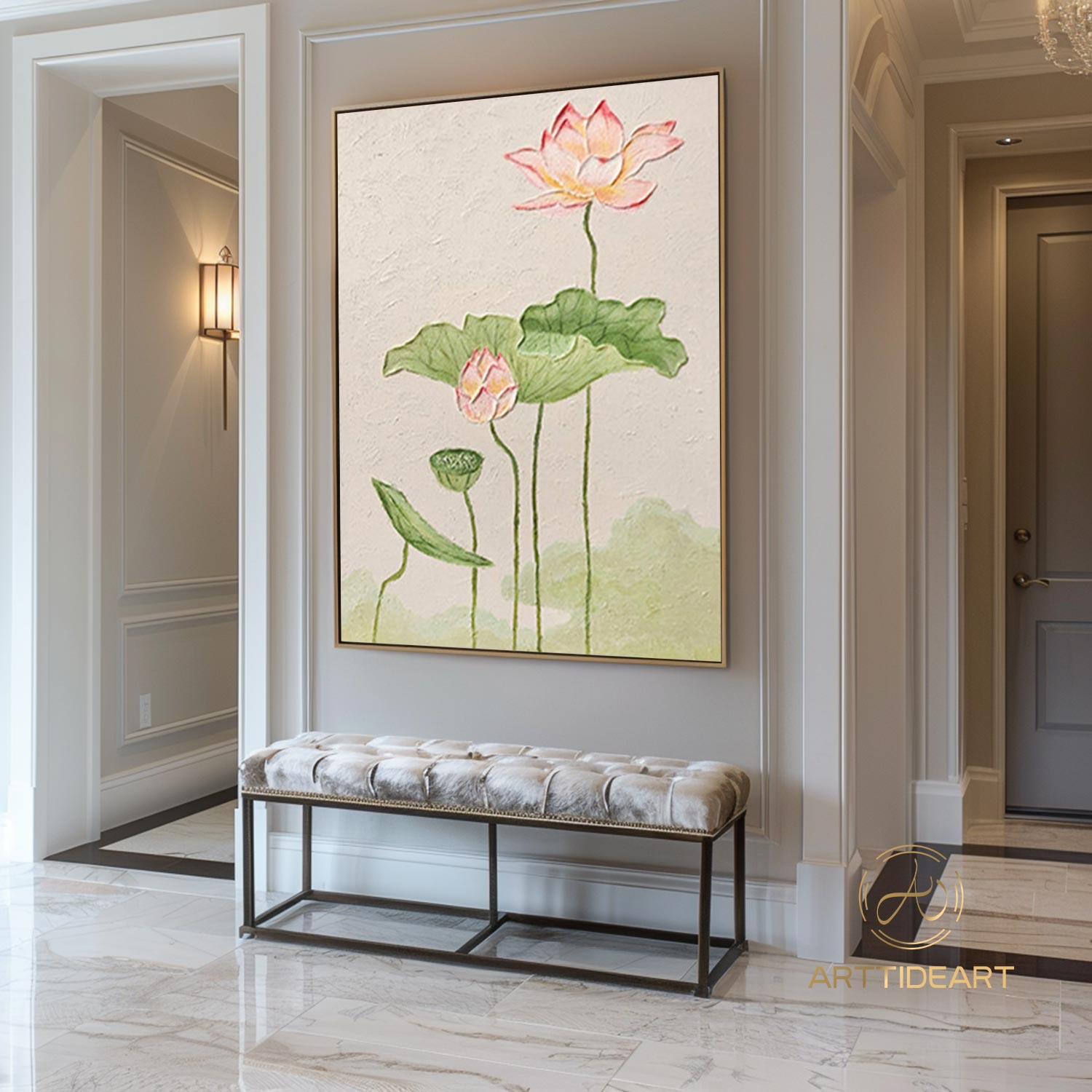 Lotus Acrylic Painting on Canvas Lotus Painting Original Abstract Painting Landscape Painting Impression Art Contemporary Art