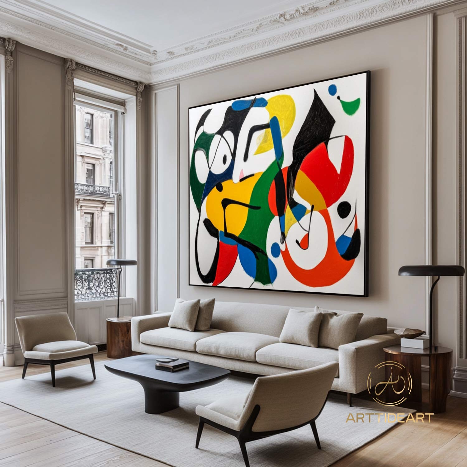 Original Abstract Colorful Cubist Faces Paintings On Canvas Picasso-Inspired Geometric Art Vibrant Modernism Oil Painting Home Wall Decor