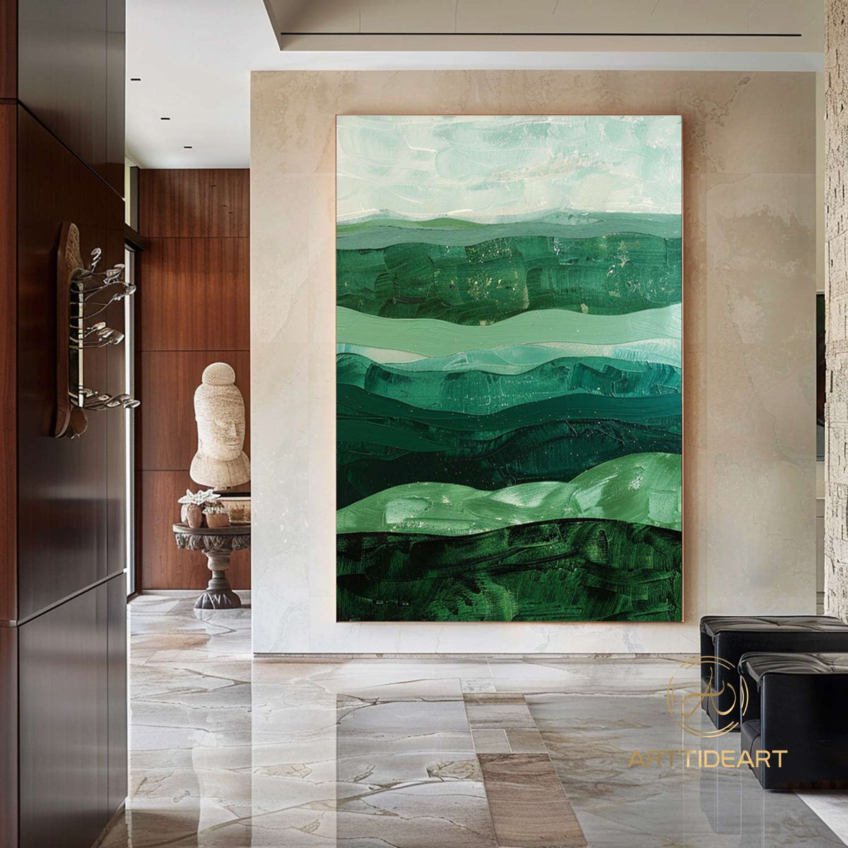 Large Green Oil Painting Green Abstract Wall Art Green Abstract ...
