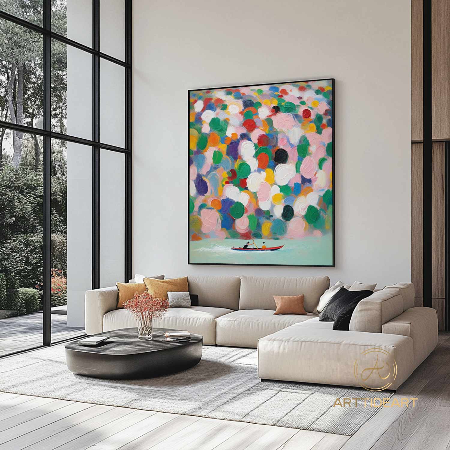 Colorful texture wall art sea wave painting colorful wall art green yellow blue abstract wall art Henri Matisse style impressionist painting