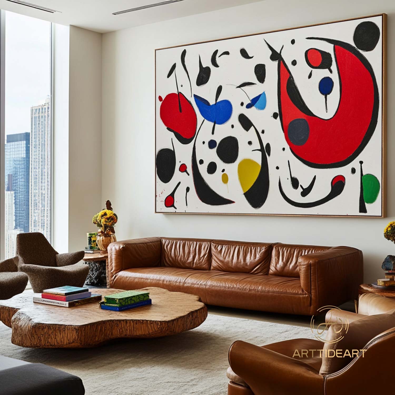 Large Abstract Colorful Painting on Canvas Colorful Textured Wall Art Modern Black and White Painting Contemporary Living Room Art Vibrant Canvas Art