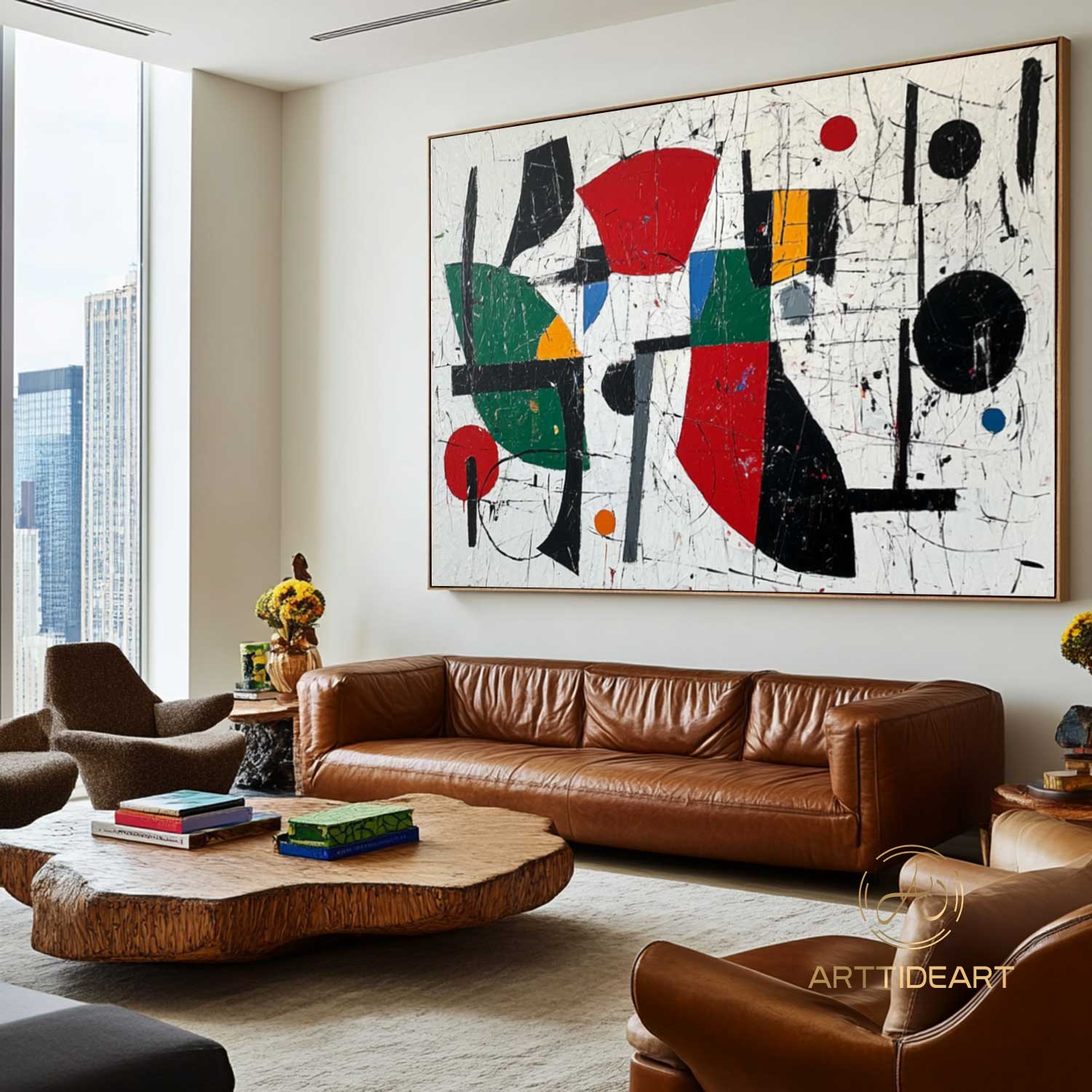 Mid-Century Modern Art Colorful Textured Abstract Painting on Canvas
Red Painting Blue Painting Bright Wall Art Texture Painting