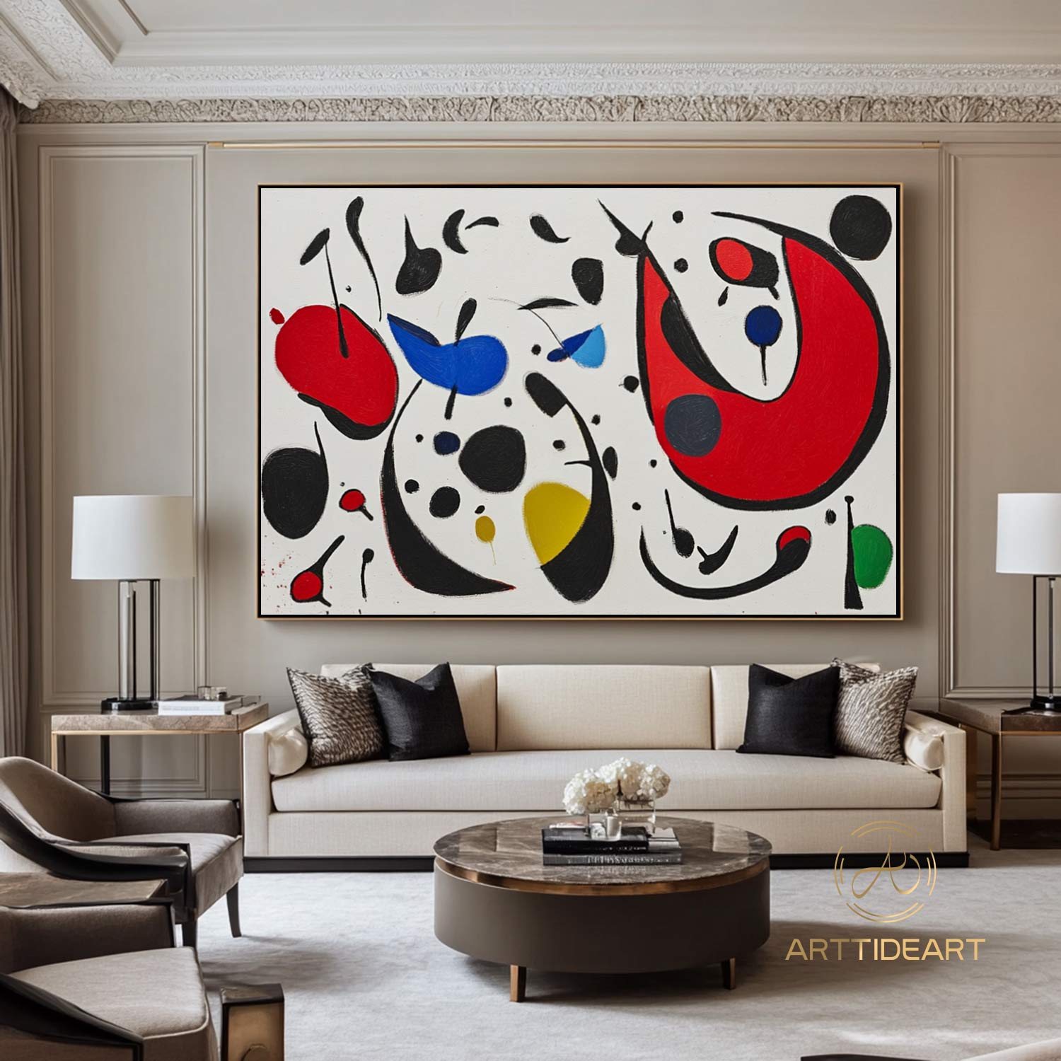 Large Abstract Colorful Painting on Canvas Colorful Textured Wall Art Modern Black and White Painting Contemporary Living Room Art Vibrant Canvas Art