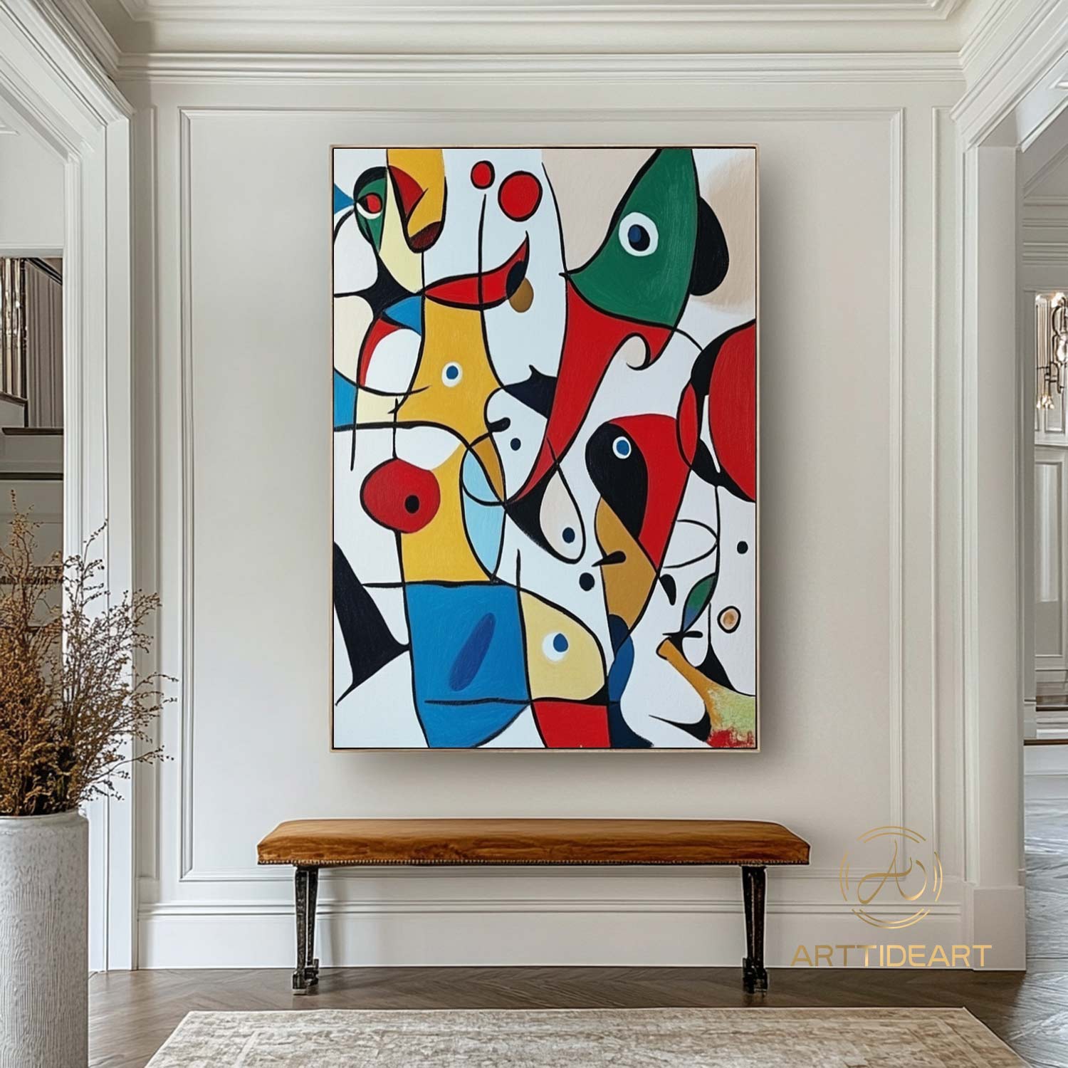 Large Abstract Colorful Painting,Abstract Colorful geometric Painting,Abstract Hand-painting Texture Colorful Wall Art Living Room Decor