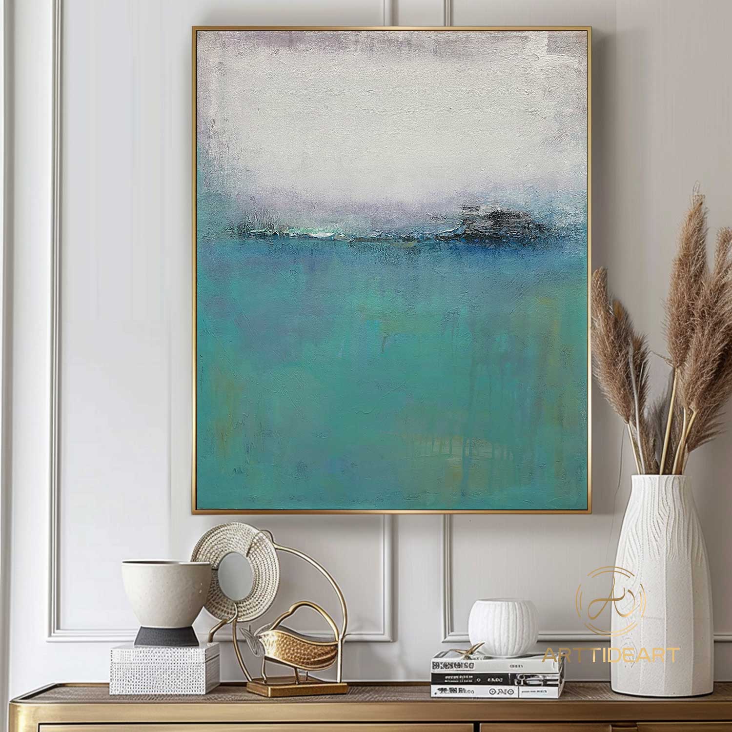 Original Abstract Painting Minimalist Abstract Painting Large Abstract Painting Blue Painting Green Painting Large Wall Canvas Painting