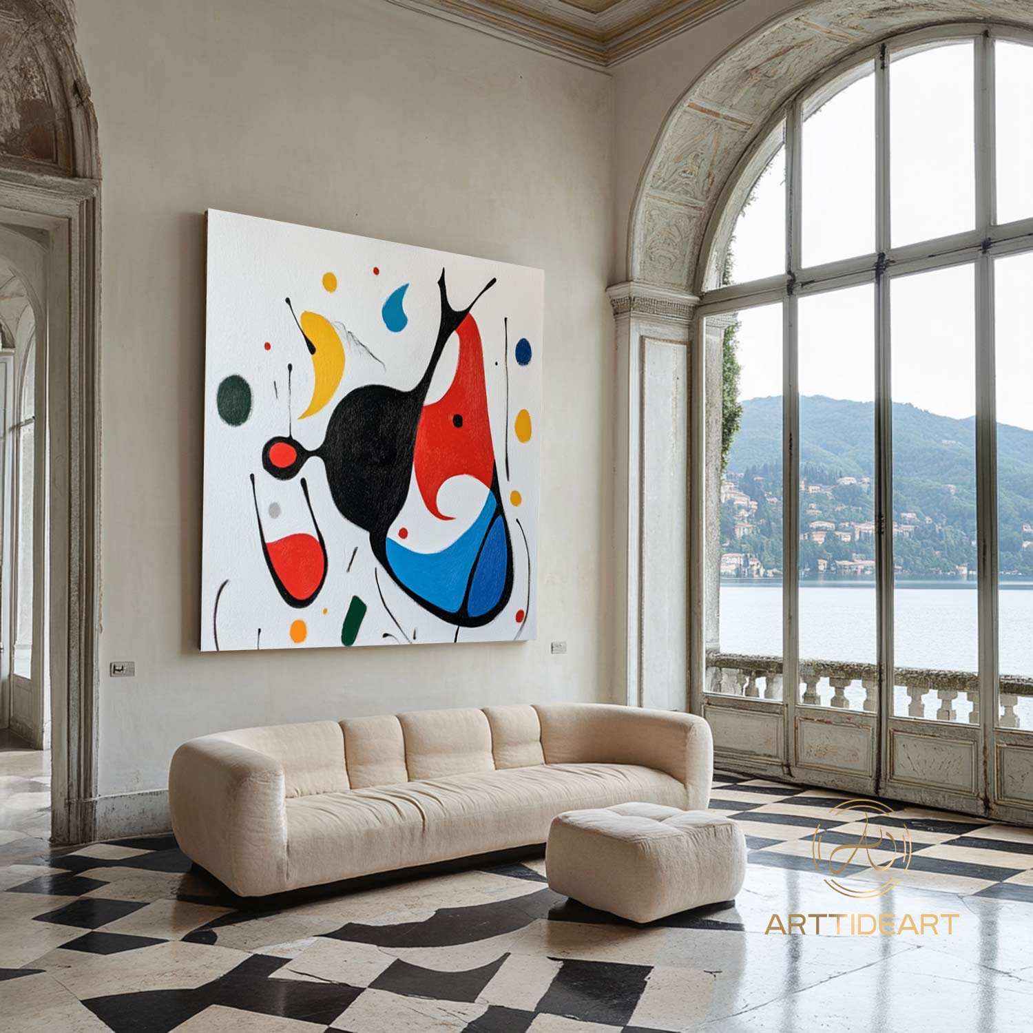 Large Abstract Colorful Painting,Abstract Colorful geometric Painting,Abstract Hand-painting Texture Colorful Wall Art Living Room Decor