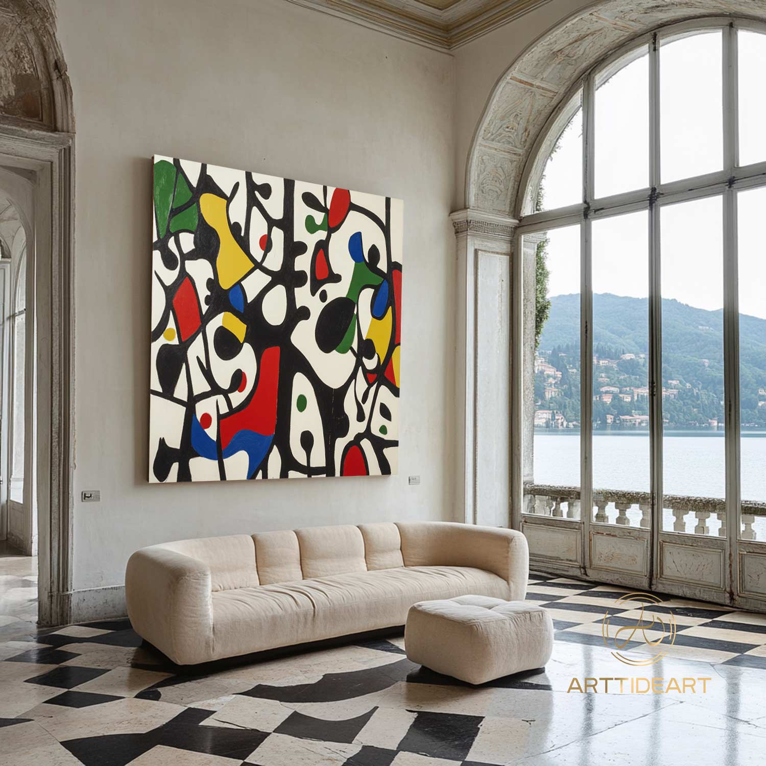 Large Abstract Colorful Painting,Abstract Colorful geometric Painting,Abstract Hand-painting Texture Colorful Wall Art Living Room Decor