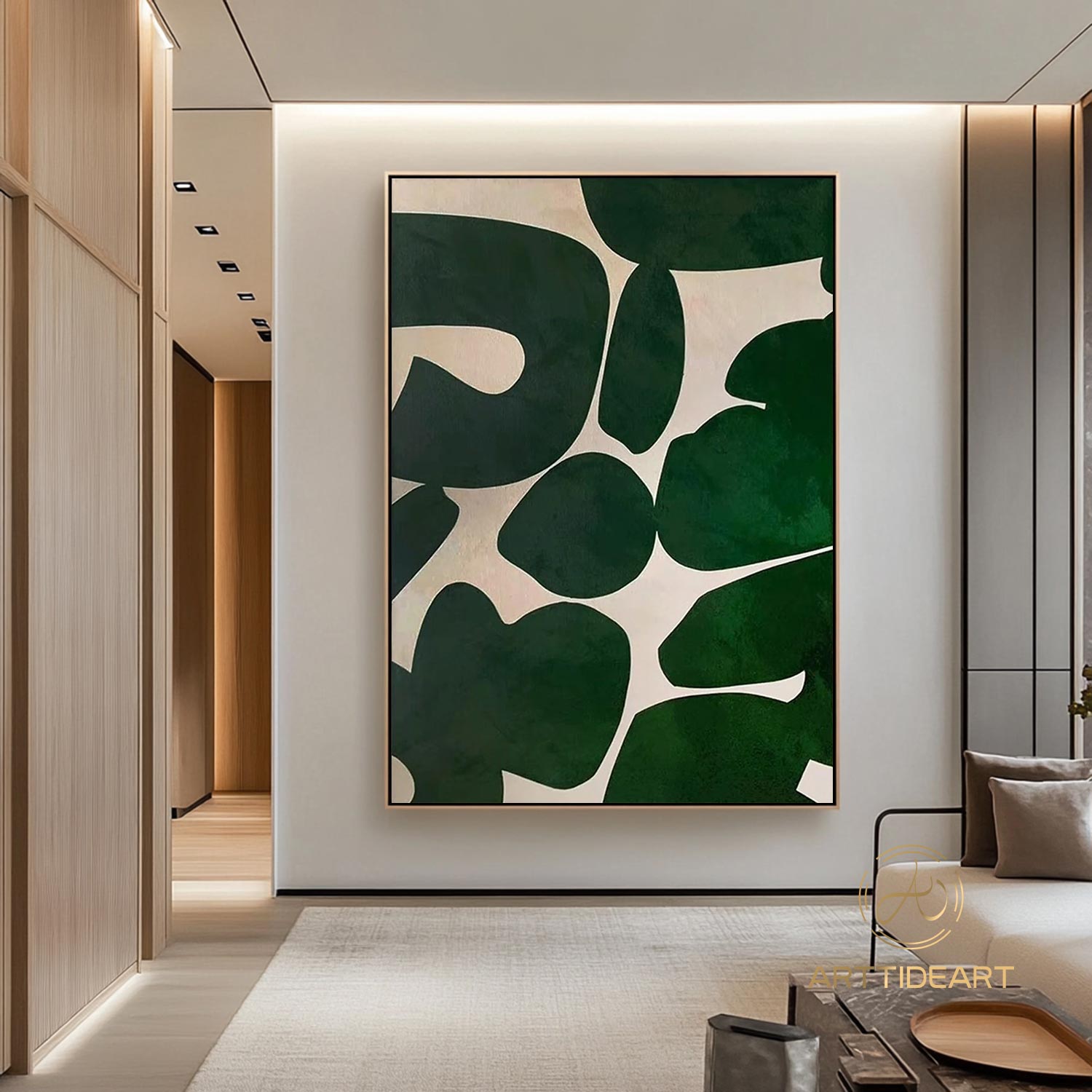 Green Beige Abstract Painting Green Wabi Sabi Wall Art Green Minimalist Canvas Art Large Neutral Wall Decor Rich Textured Canvas Painting