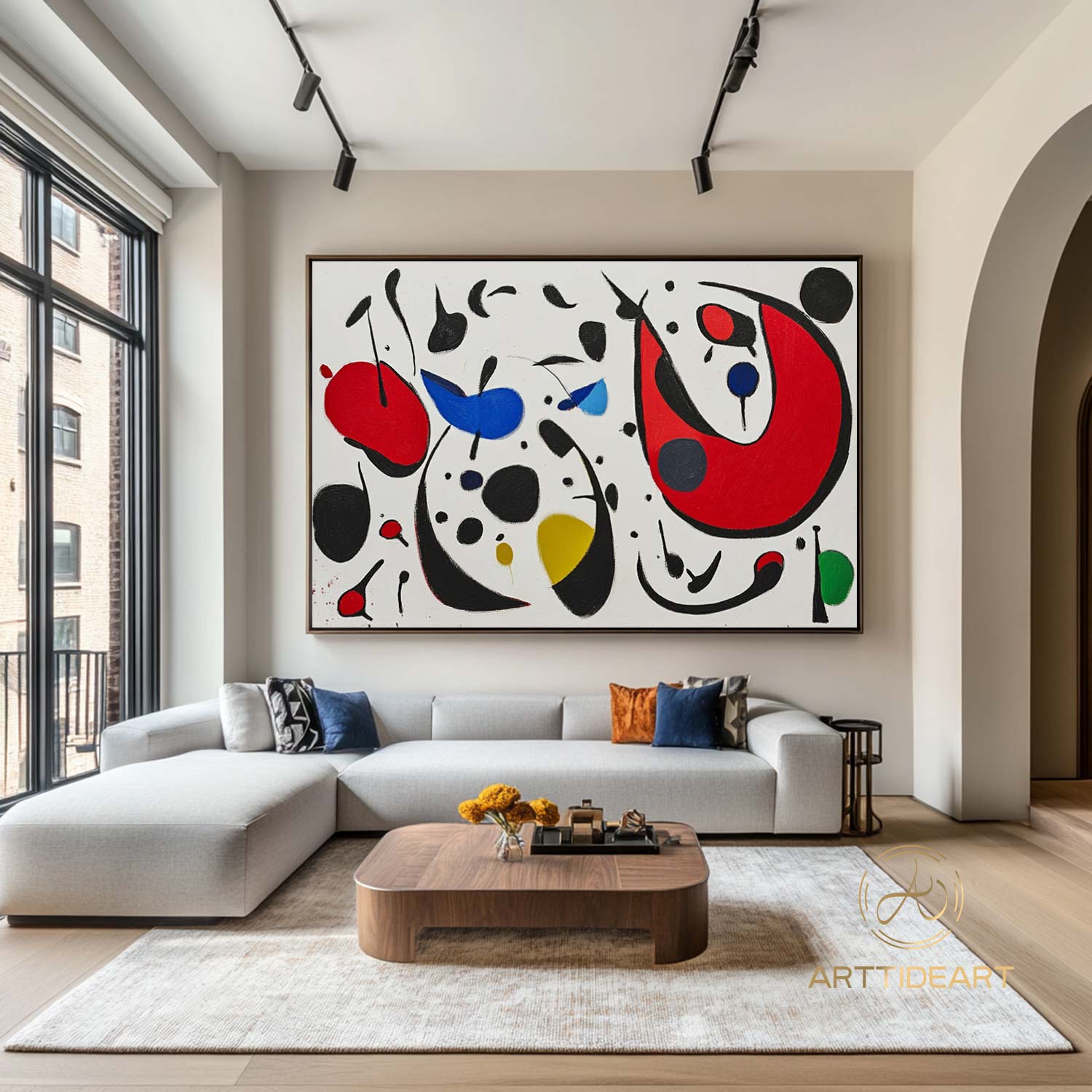 Large Abstract Colorful Painting on Canvas Colorful Textured Wall Art Modern Black and White Painting Contemporary Living Room Art Vibrant Canvas Art
