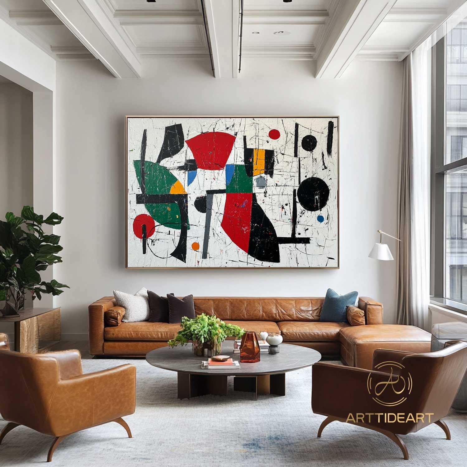 Mid-Century Modern Art Colorful Textured Abstract Painting on Canvas
Red Painting Blue Painting Bright Wall Art Texture Painting