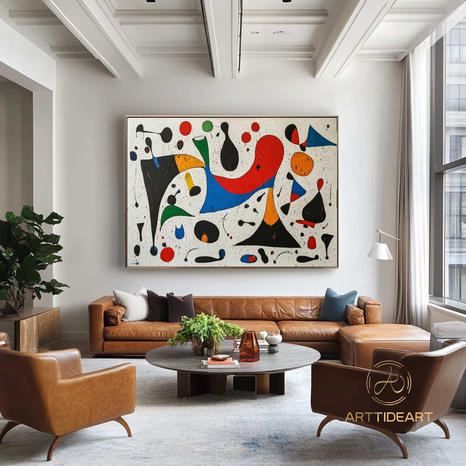 Mid-Century Modern Art Colorful Textured Abstract Painting on Canvas
Red Painting Blue Painting Bright Wall Art Texture Painting