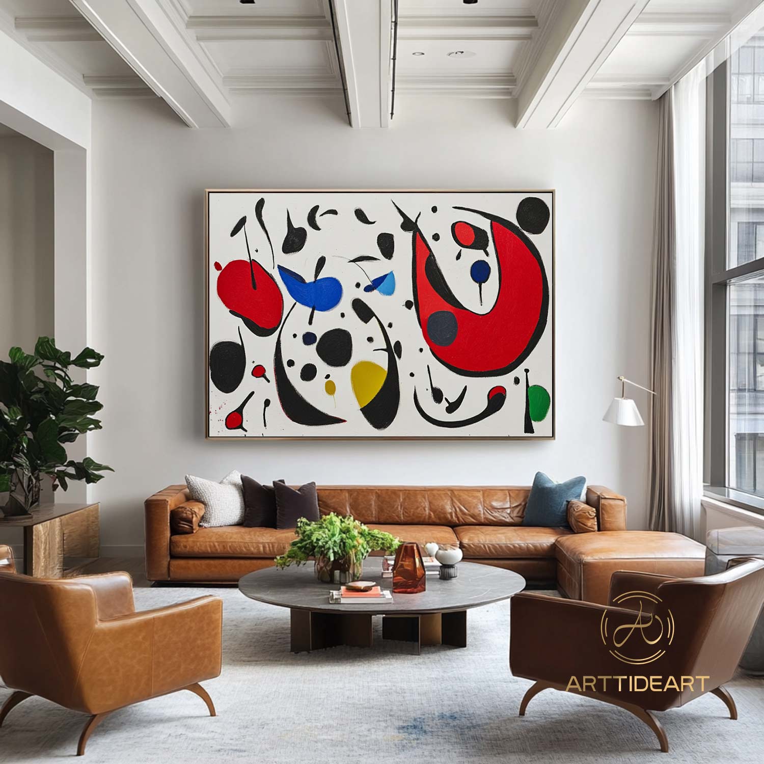 Large Abstract Colorful Painting on Canvas Colorful Textured Wall Art Modern Black and White Painting Contemporary Living Room Art Vibrant Canvas Art