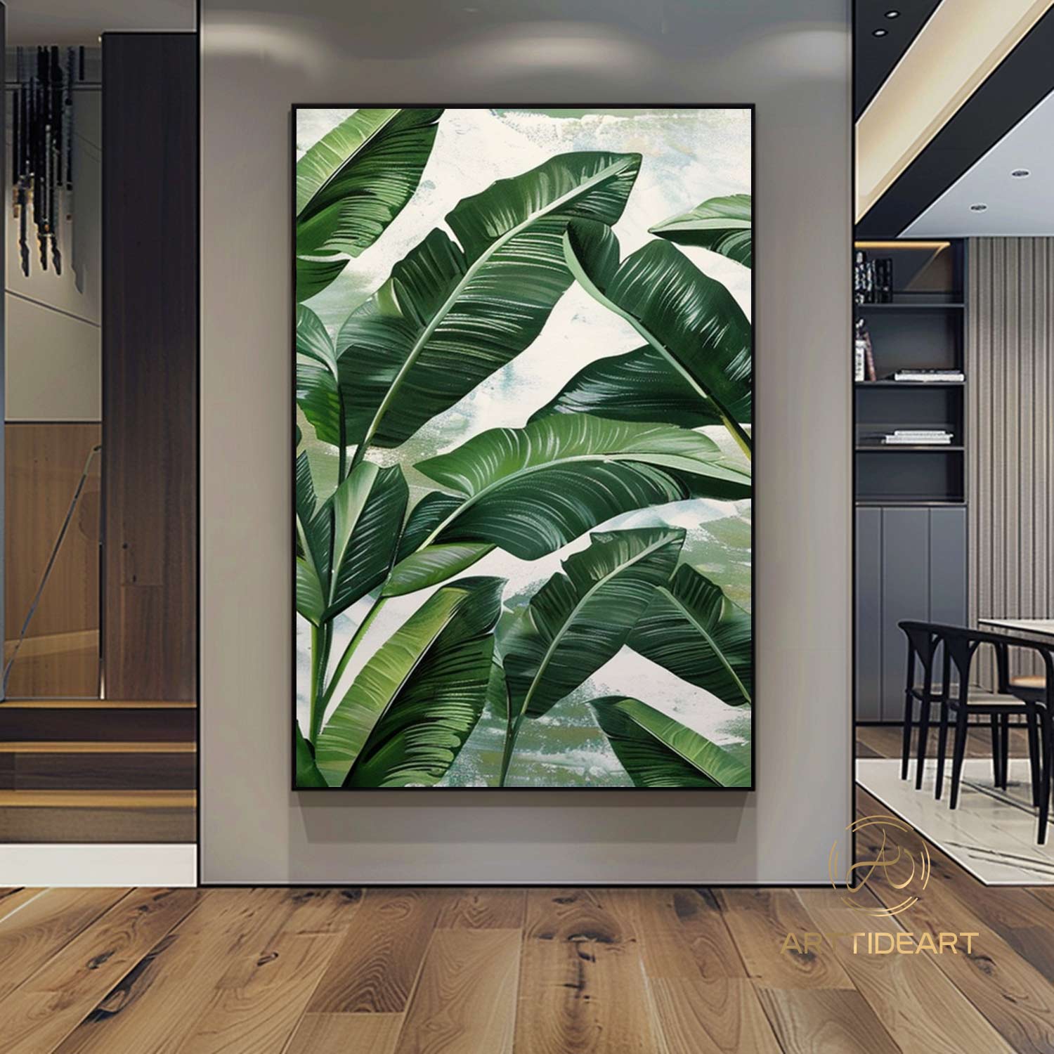 Original Abstract Banana Leaves Wall Art Painting Tropical Banana Leaf Painting Palm Painting Hand Painted Thick Texture Modern Wall Art