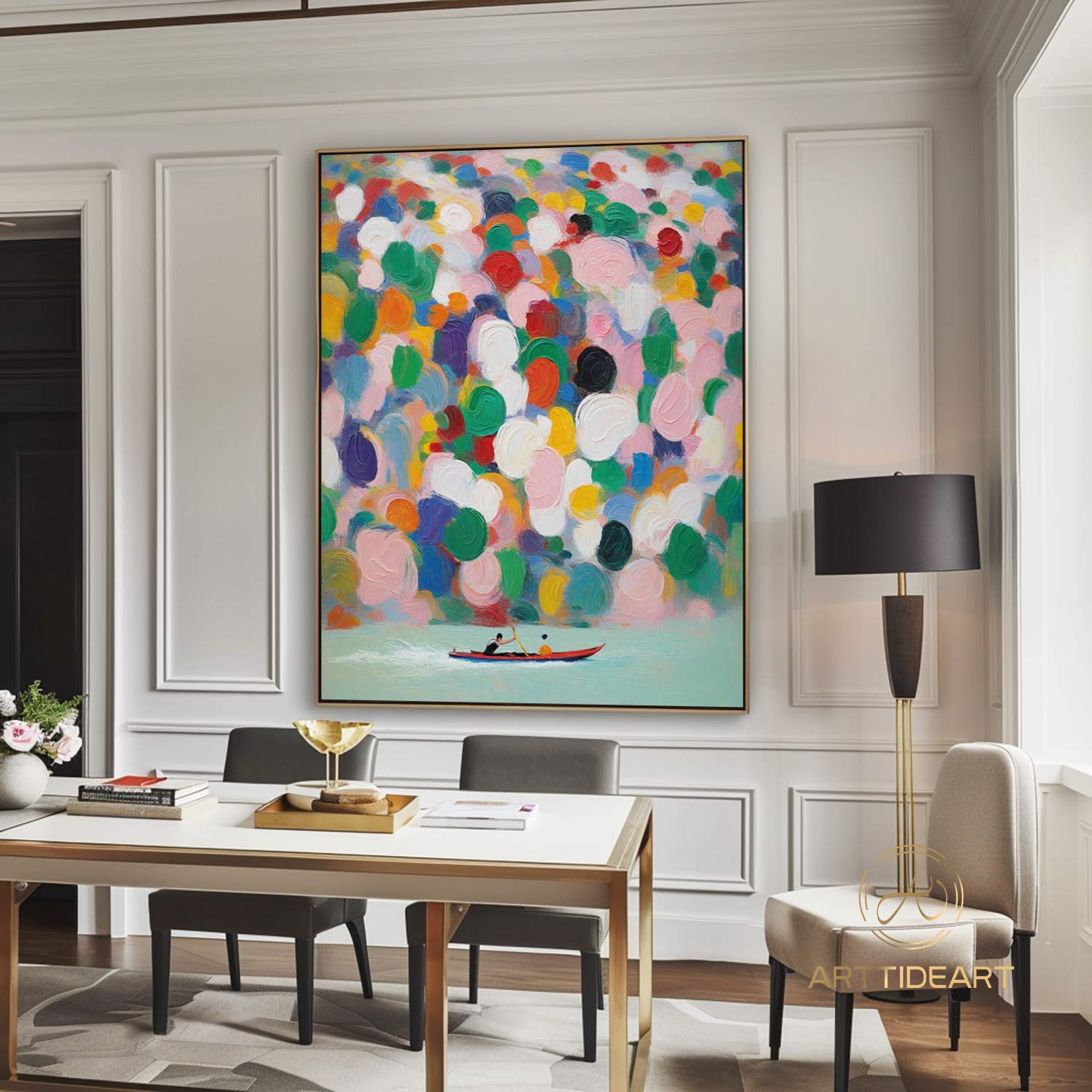 Colorful texture wall art sea wave painting colorful wall art green yellow blue abstract wall art Henri Matisse style impressionist painting