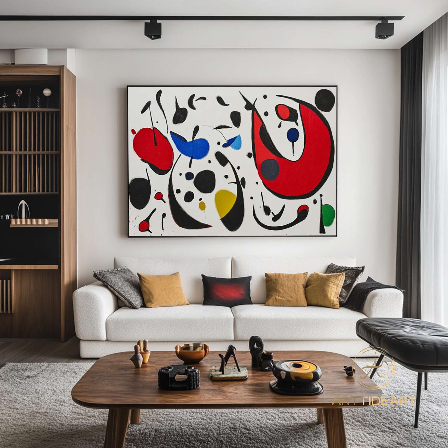 Large Abstract Colorful Painting on Canvas Colorful Textured Wall Art Modern Black and White Painting Contemporary Living Room Art Vibrant Canvas Art