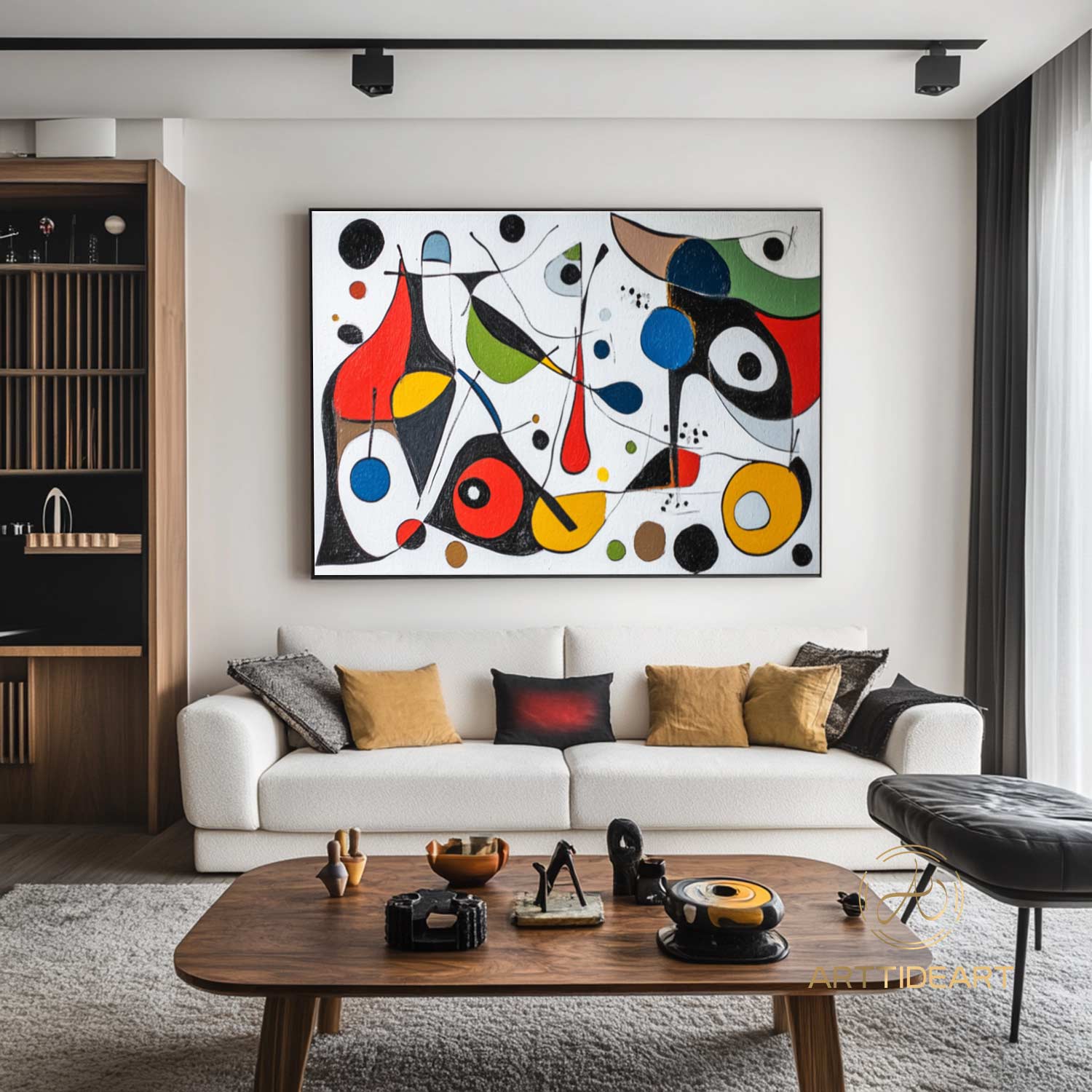 Large Abstract Colorful Painting on Canvas Colorful Textured Wall Art Modern Black and White Painting Contemporary Living Room Art Vibrant Canvas Art