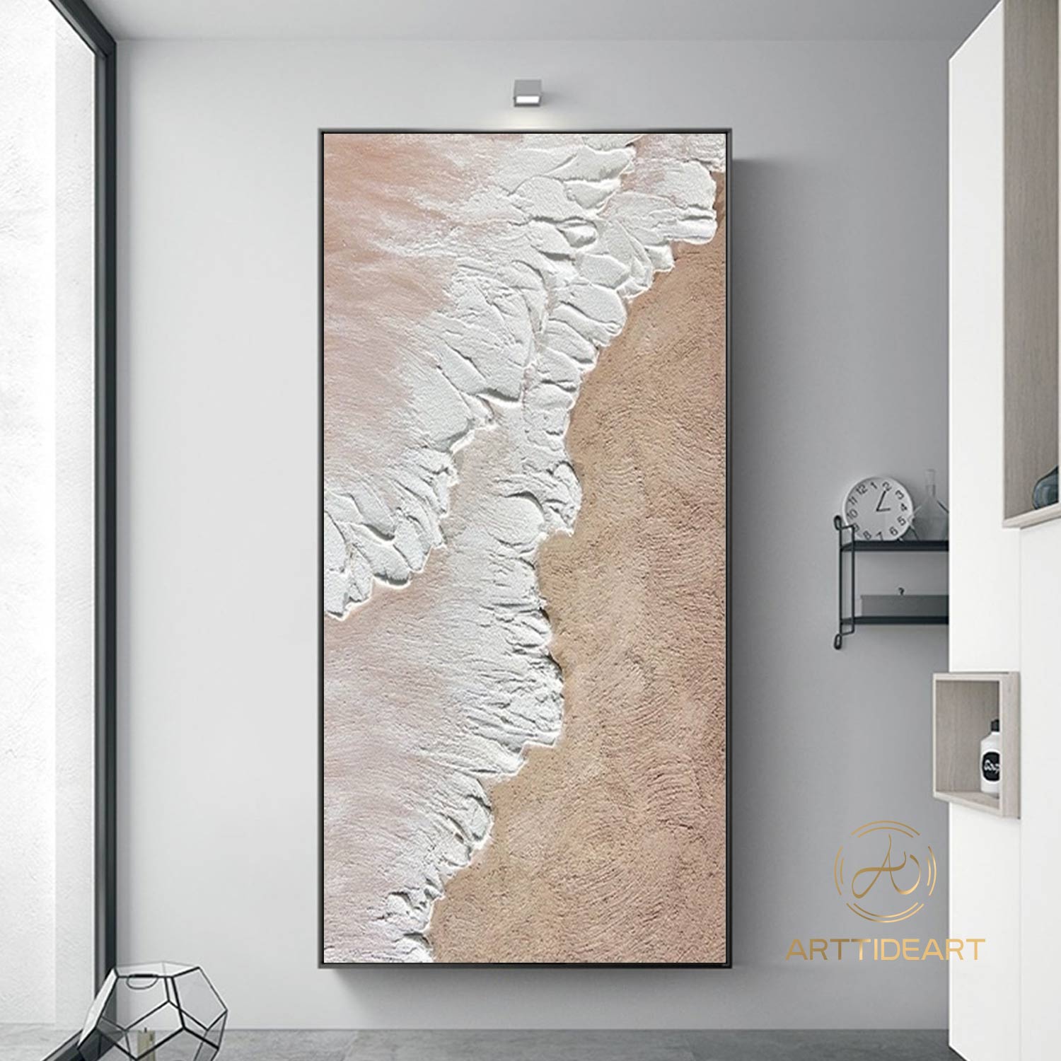Original Ocean Wave Oil Painting on Canvas, Large Wall Art, Abstract Sea Landscape Painting Beach Decor, Boho Wall Decor Living Room Art