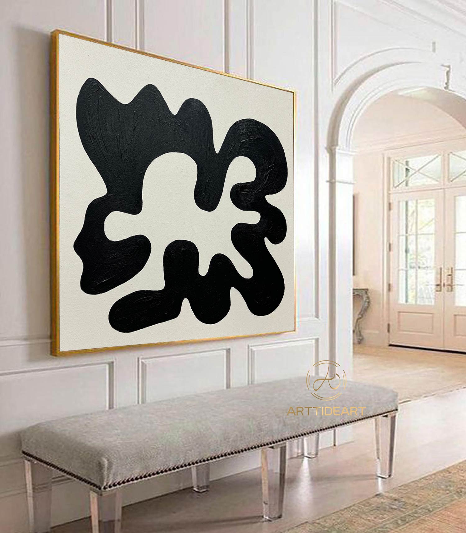 Black and White  Texture Wall Art Black White Abstract Minimalist Painting Organic Modern Canvas Art Large Black Beige Texture Painting