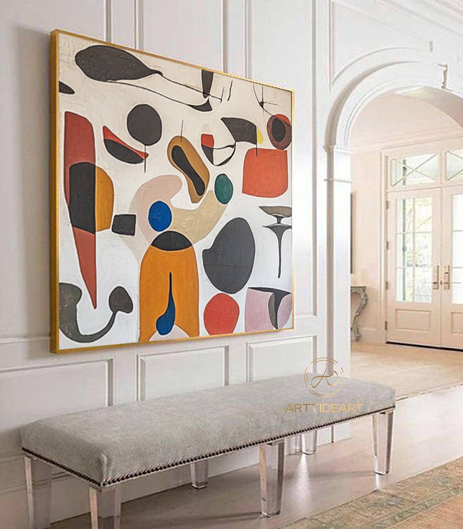 Original Abstract Colorful Cubist Faces Paintings On Canvas Picasso-Inspired Geometric Art Vibrant Modernism Oil Painting Home Wall Decor