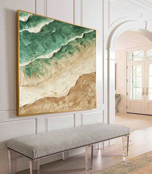 Large Wall Art Abstract Ocean Painting 3D Ocean Texture Painting Ocean Waves Painting Original Ocean Art Original Beach Home Decor