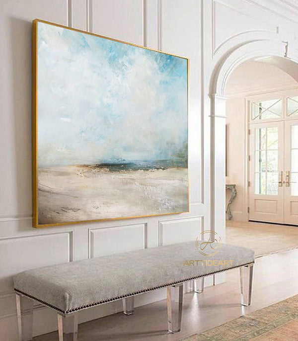 Original Beach Abstract Painting Large Sky And Sea Painting Large Ocean Canvas Painting Cloud Painting Painting For Living Room Seascape Art