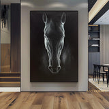 Black Horse Oil Painting,Original Horse portrait Painting ,Animal oil art,Acrylic Abstract Oil Painting,Wall Decor Living Room,Office Wall Art