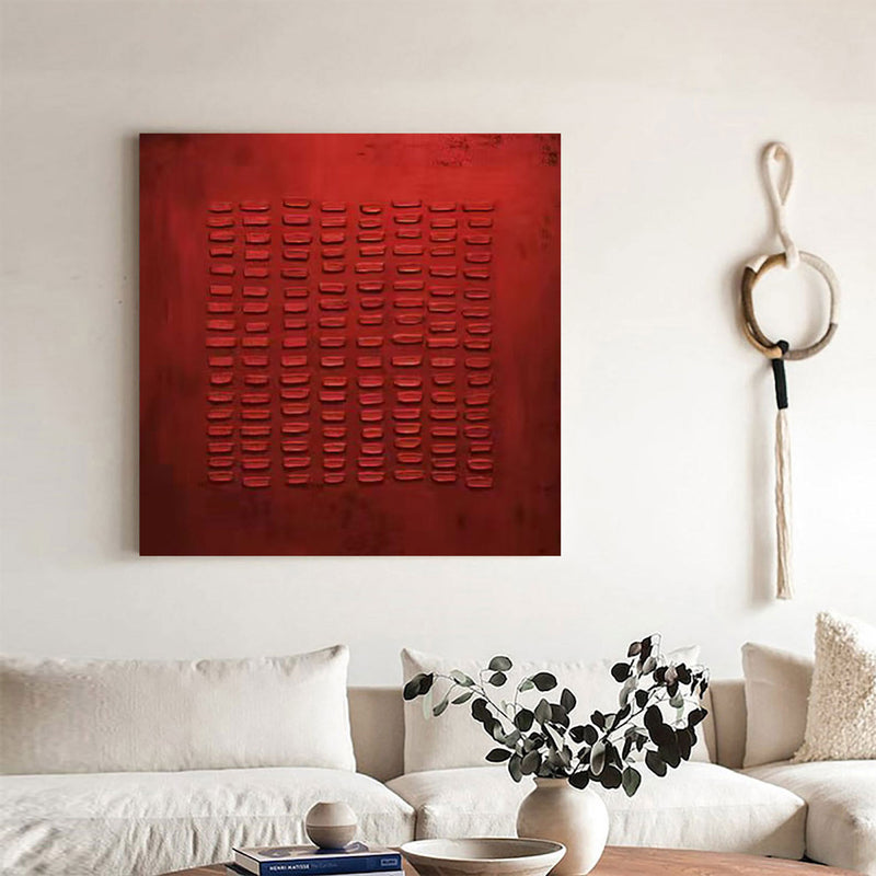 Wabi-Sabi Wall Art 3D red Texture Abstract Painting Drak Red Wall Art Red textured Art Neutral Art Minimalist Art Geometric Red Painting