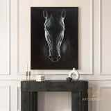 Black Horse Oil Painting,Original Horse portrait Painting ,Animal oil art,Acrylic Abstract Oil Painting,Wall Decor Living Room,Office Wall Art