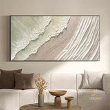 White ocean wave textured painting,sea beach painting,white textured abstract painting,ocean painting,ocean wave landscape painting