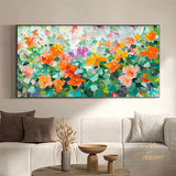 Original Oil Painting On Canvas, Abstract Modern Colorful Flower Painting, Large Wall Art, Boho Wall Décor, Home Decor, Bedroom Wall Decor