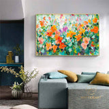 Original Oil Painting On Canvas, Abstract Modern Colorful Flower Painting, Large Wall Art, Boho Wall Décor, Home Decor, Bedroom Wall Decor