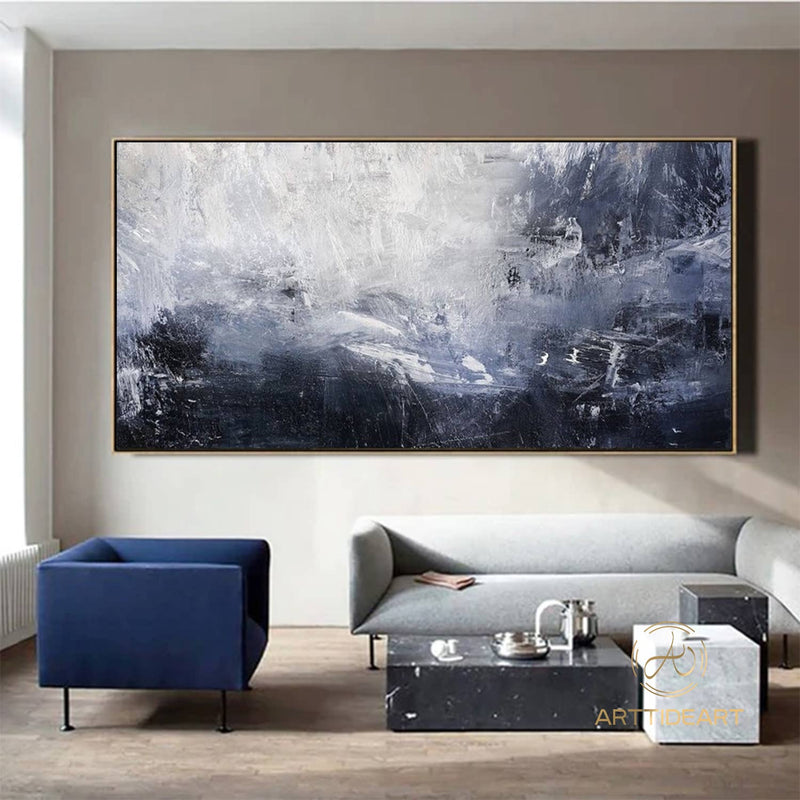 Original Sky Landscape Painting Deep Blue Sea Abstract Art Sea Level Abstract Oil Painting Abstract Art Oil Painting Large Wall Sea Painting