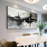 Large original abstract painting minimalist abstract painting black and white painting black white wall art black white wall canvas painting