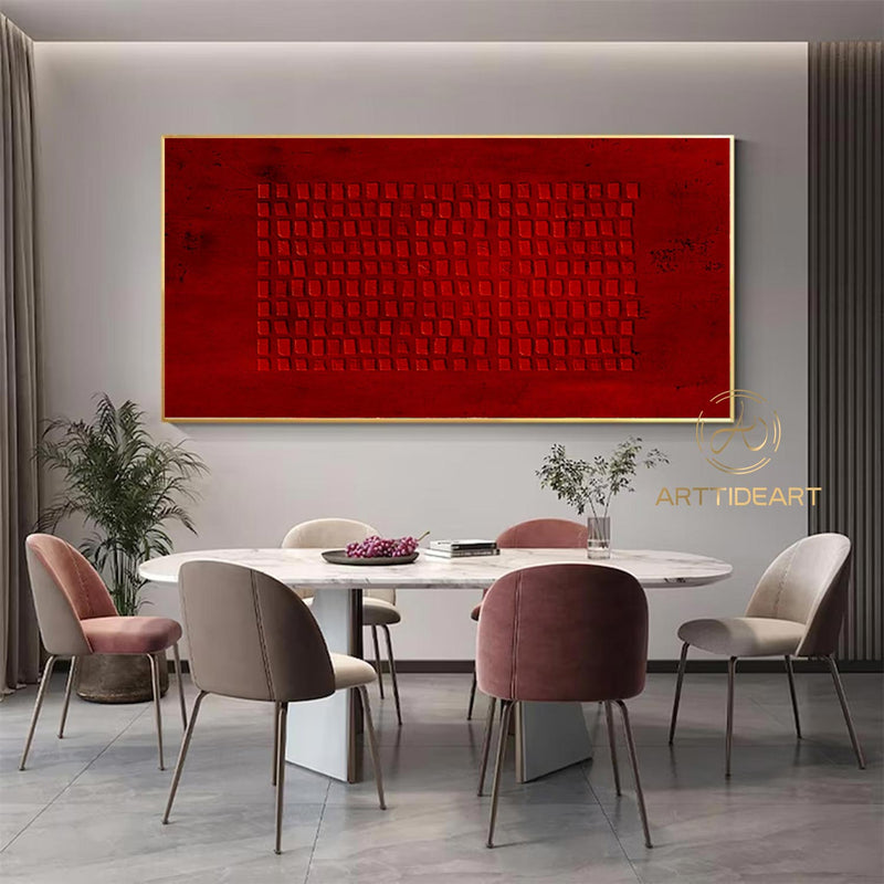 3D Minimalist Abstract Wall Art Heavy Textured Wall Art Wabi Sabi Wall Art Darkred Painting Neutral Wall Art Modern Art Red Canvas Art