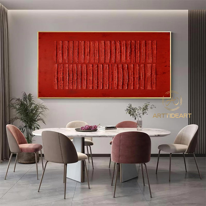 3D texutred pure red art beige darkred textured wall art textured canvas art 3d red textured painting crimson minimalist painting art