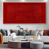 Large Red Abstract Painting Crimson Minimalist wall Painting Red 3D Textured Painting Modern abstract wall art Minimalist Painting Art