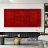 Large Red Abstract Painting Crimson Minimalist wall Painting Red 3D Textured Painting Modern abstract wall art Minimalist Painting Art