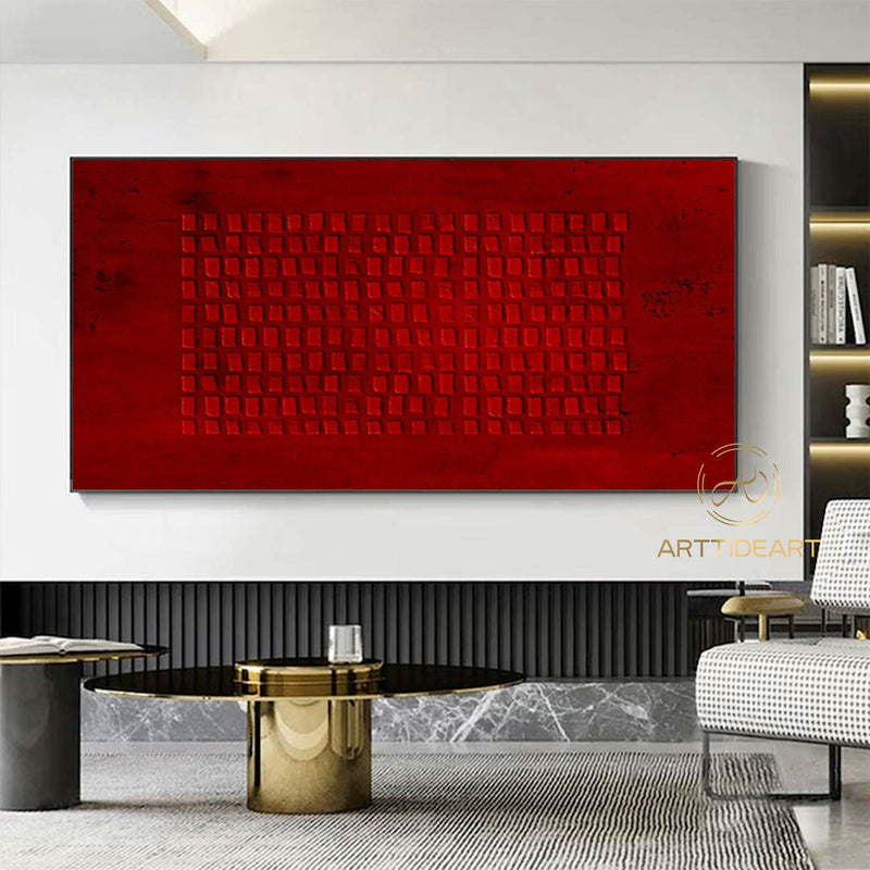 3D Minimalist Abstract Wall Art Heavy Textured Wall Art Wabi Sabi Wall Art Darkred Painting Neutral Wall Art Modern Art Red Canvas Art