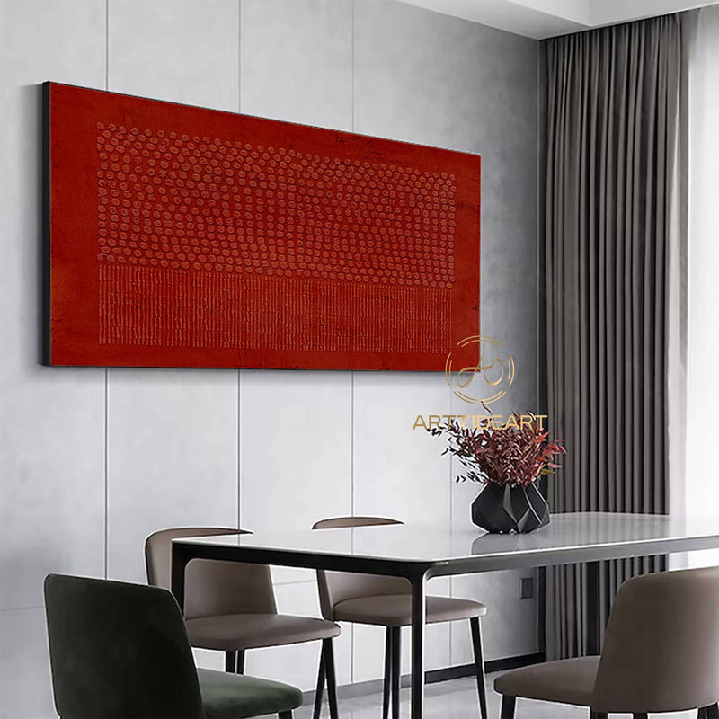 3D Red Minimalist Textured Wall Art Crimson Painting Red Wabi Sabi Wall Art Painting on Canvas Wabi-Sabi Wall Art Living Room Painting