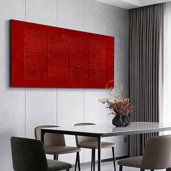 Large Red Abstract Painting Crimson Minimalist wall Painting Red 3D Textured Painting Modern abstract wall art Minimalist Painting Art